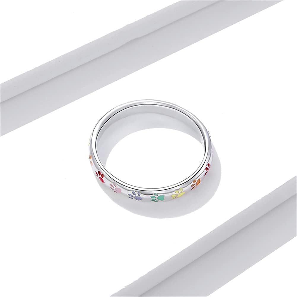 Anillo de plata de ley con diseño de huella de pata