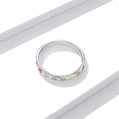 Anillo de plata de ley con diseño de huella de pata