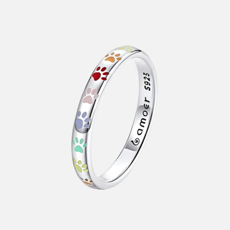 Anillo de plata de ley con diseño de huella de pata