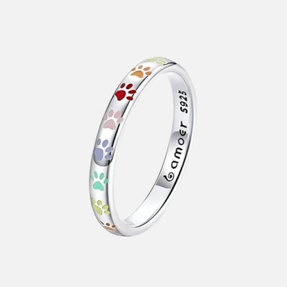 Anillo de plata de ley con diseño de huella de pata