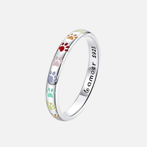 Anillo de plata de ley con diseño de huella de pata