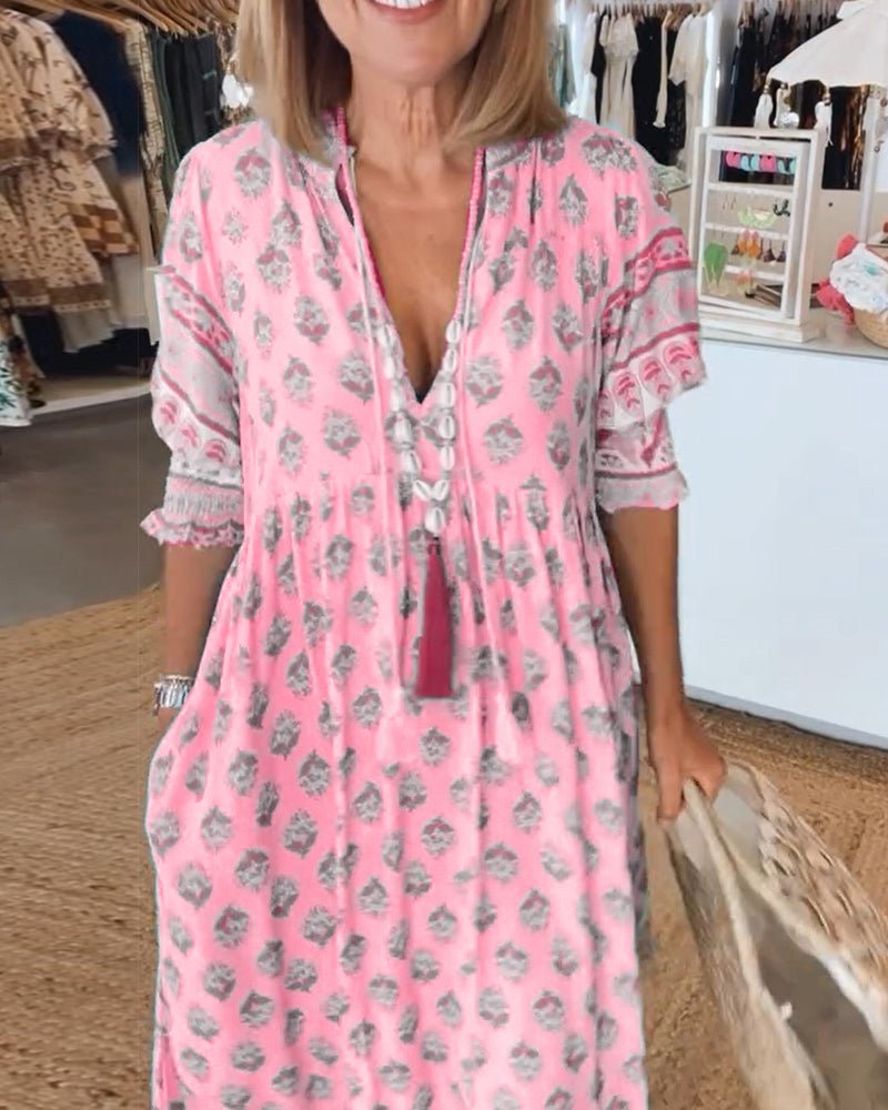 Maya | Vestido floral con cuello en V 