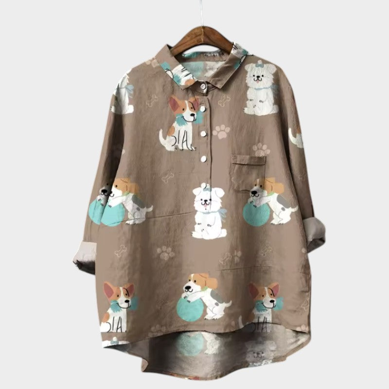 Mia | Blusa oversize con estampado de perro y comodidad para el día a día para un estilo alegre 