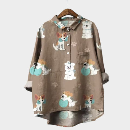 Mia | Blusa oversize con estampado de perro y comodidad para el día a día para un estilo alegre 