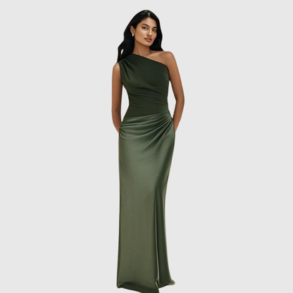 Aeida | One-Shoulder Satin Maxi Dress