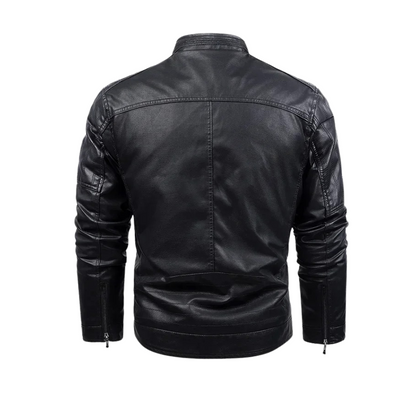 Chaqueta de cuero retro con forro polar