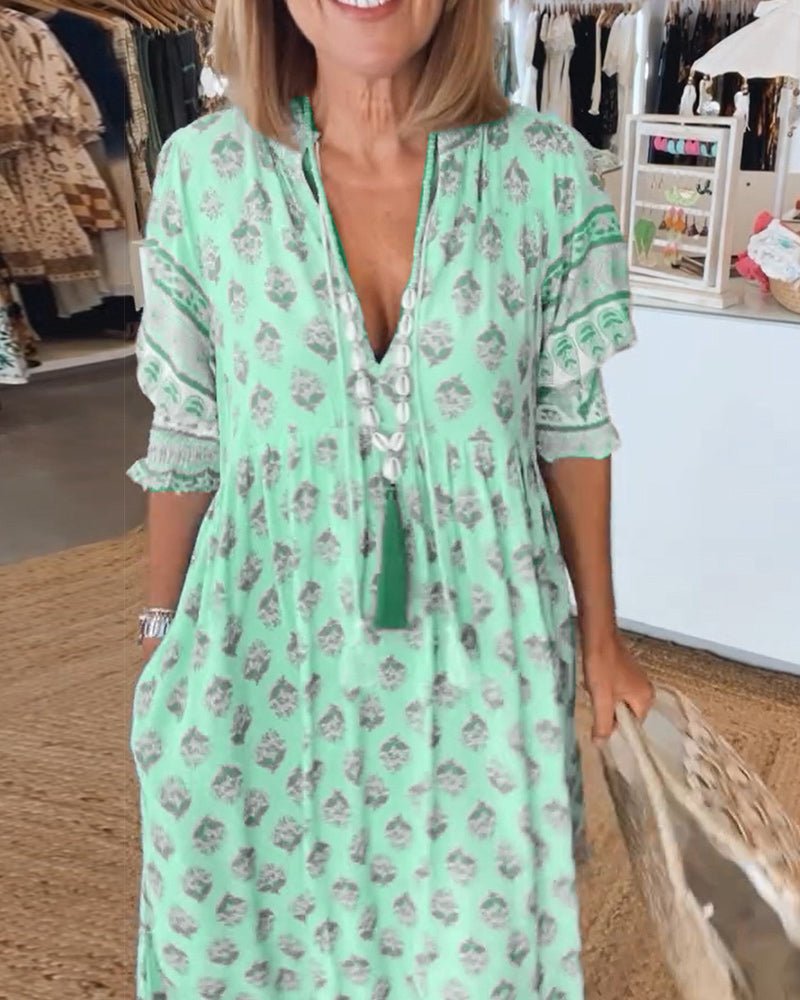 Maya | Vestido floral con cuello en V 