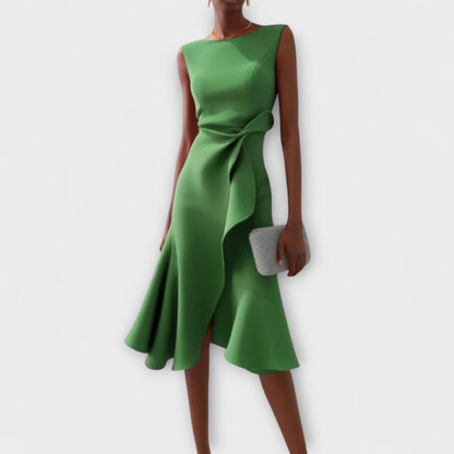Juliette – Vestido midi drapeado asimétrico