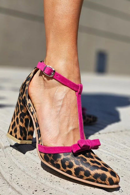 Leontina | Sandalias con estampado de leopardo verde y detalles coloridos