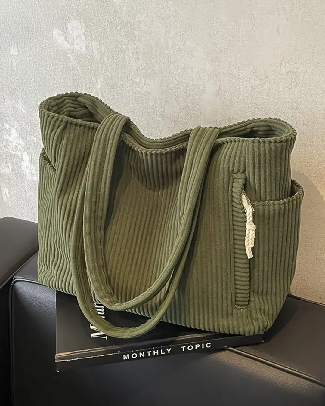 Trina – Bolso tote acanalado con detalle de cordón