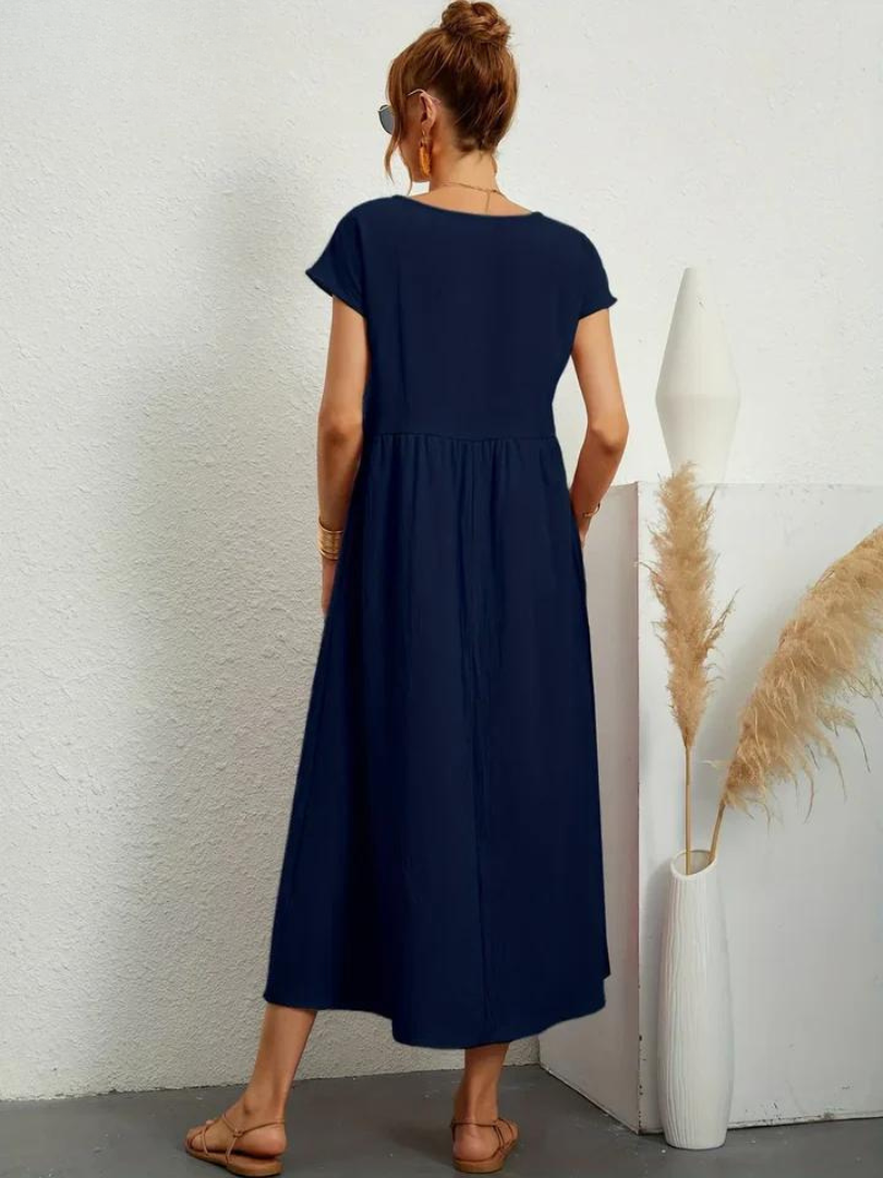 Ruby™ | Vestido elegante y esencial de algodón y lino