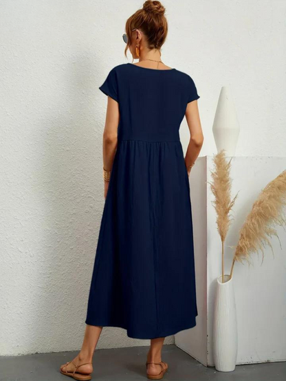Ruby™ | Vestido elegante y esencial de algodón y lino