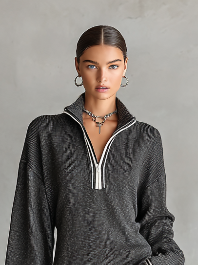 Minivestido de punto ancho con cuello polo
