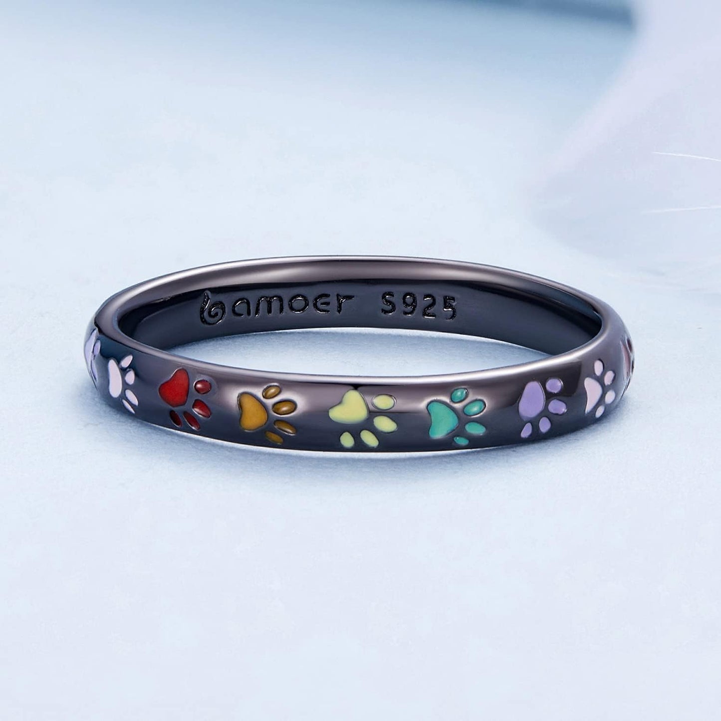 Anillo de plata de ley con diseño de huella de pata