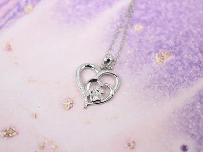Collar de Plata de Ley con Pata y Corazón con Circonitas