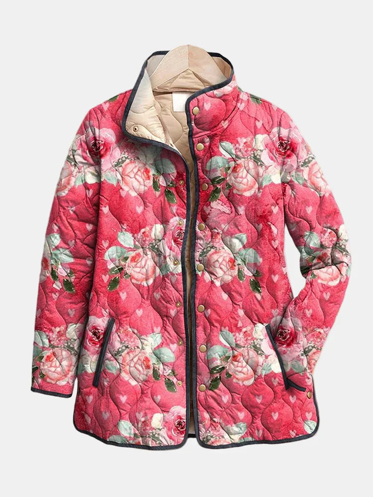 Freya | Chaqueta acolchada con encantador estampado floral rosa