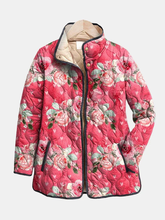 Freya | Chaqueta acolchada con encantador estampado floral rosa