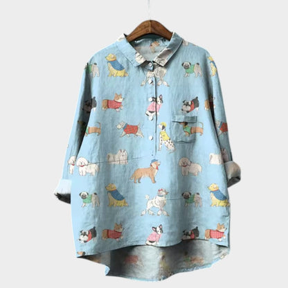 Mia | Blusa oversize con estampado de perro y comodidad para el día a día para un estilo alegre 