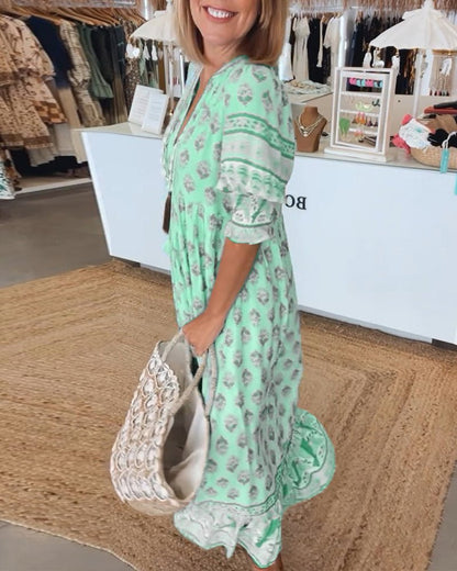 Maya | Vestido floral con cuello en V 