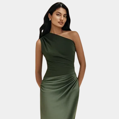 Aeida | One-Shoulder Satin Maxi Dress