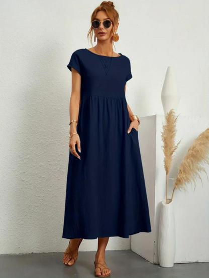 Ruby™ | Vestido elegante y esencial de algodón y lino