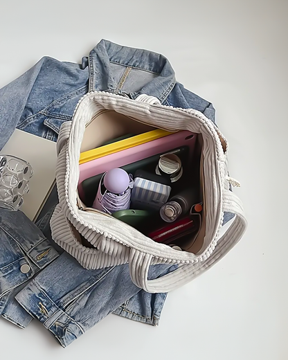 Trina – Bolso tote acanalado con detalle de cordón