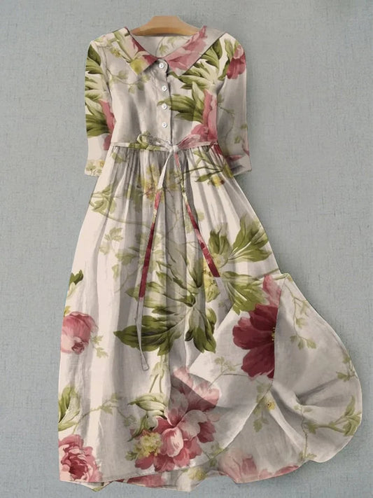 Jaye - Vestido vintage floral con lazos en la cintura
