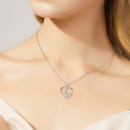 Collar de Plata de Ley con Pata y Corazón con Circonitas