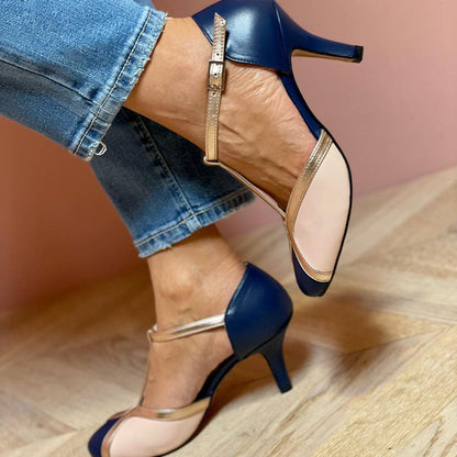 Alessia™ | Zapatos de salón coloridos y cómodos con tira en T y punta redonda