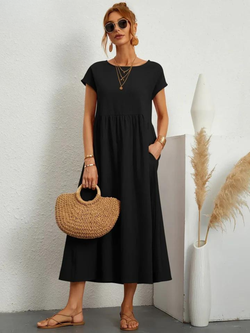 Ruby™ | Vestido elegante y esencial de algodón y lino