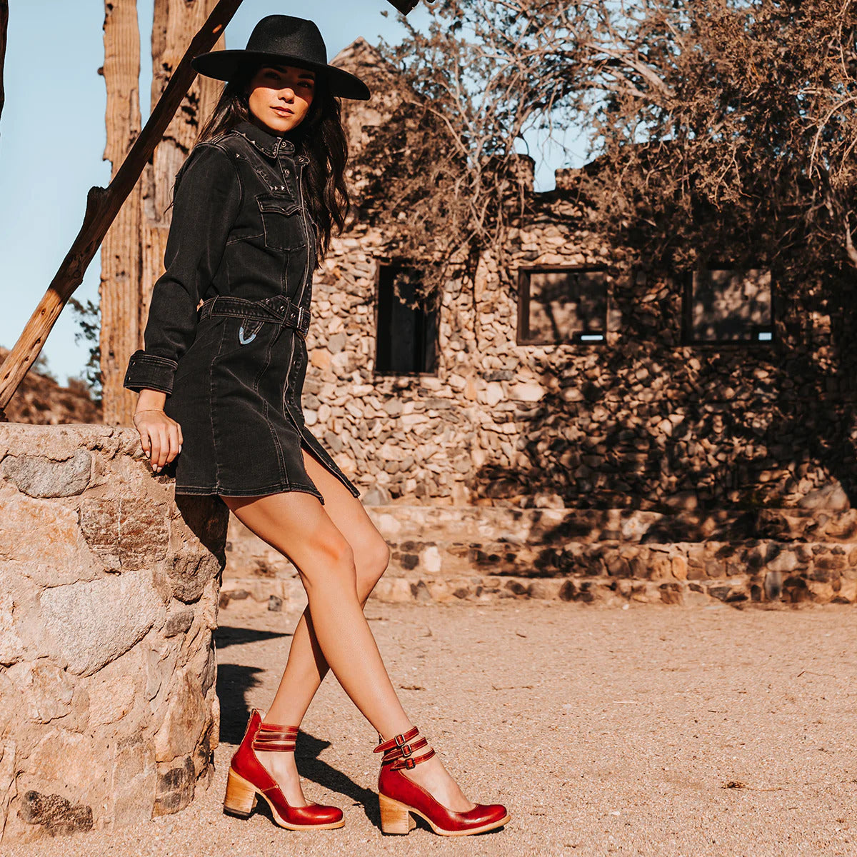 Sophia™ | Tacón de bloque de piel vintage