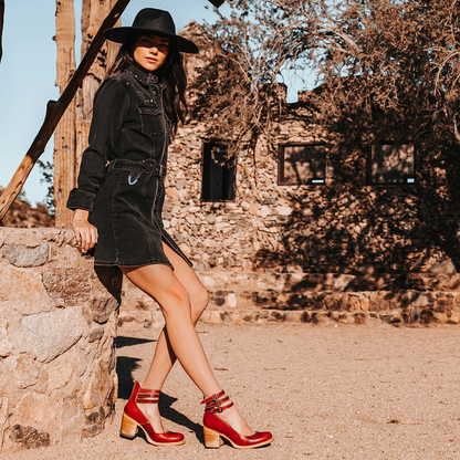 Sophia™ | Tacón de bloque de piel vintage