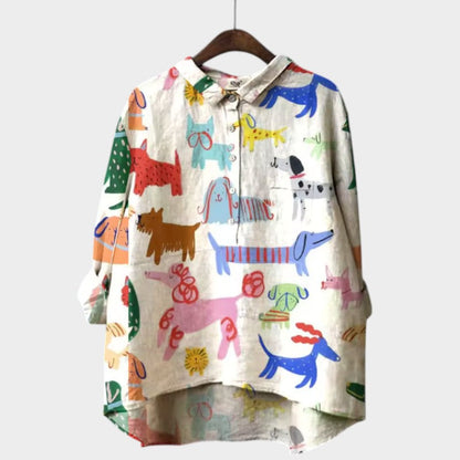 Mia | Blusa oversize con estampado de perro y comodidad para el día a día para un estilo alegre 