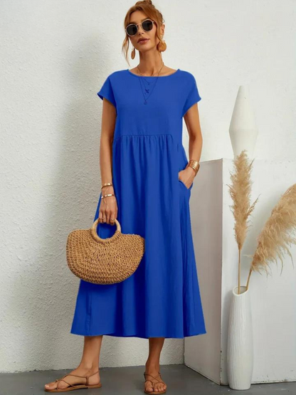 Ruby™ | Vestido elegante y esencial de algodón y lino