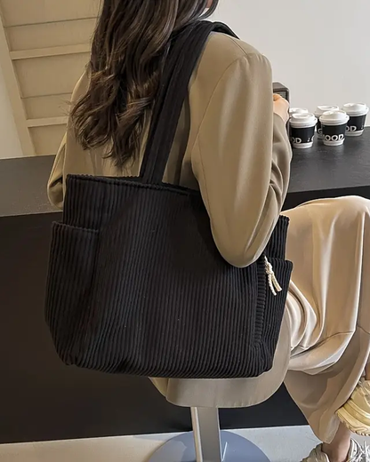 Trina – Bolso tote acanalado con detalle de cordón