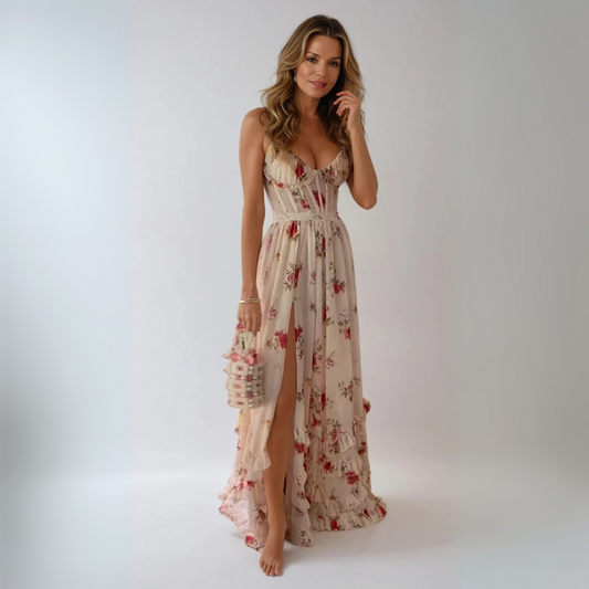 Yuwa - Vestido largo con estampado floral