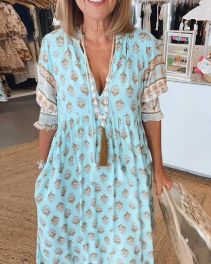 Maya | Vestido floral con cuello en V 