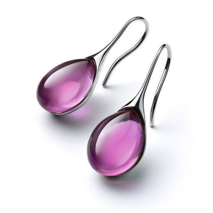 Pendientes colgantes de cristal en oro y plata