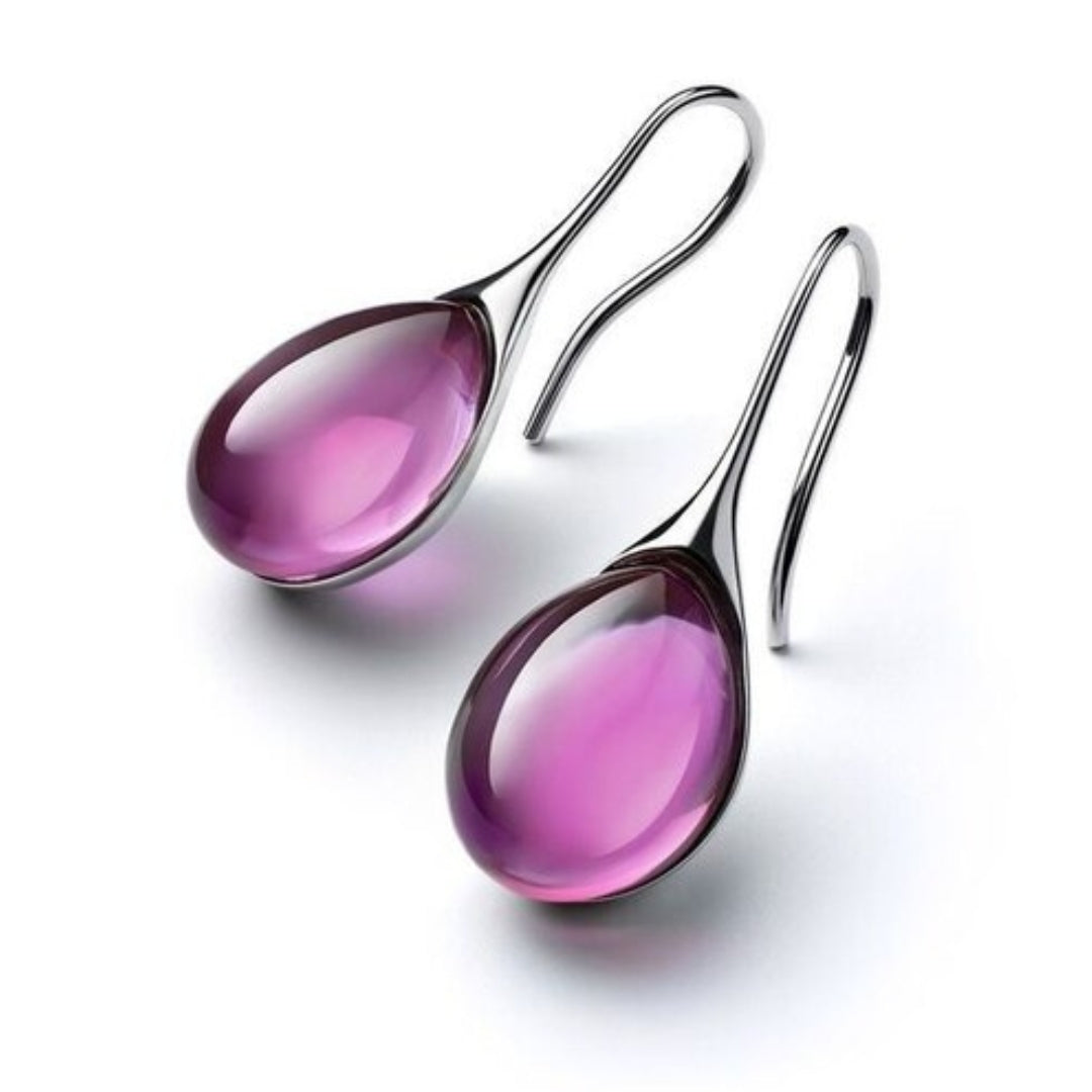 Pendientes colgantes de cristal dorado y plateado 