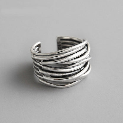 Anillo de plata en capas ajustable 