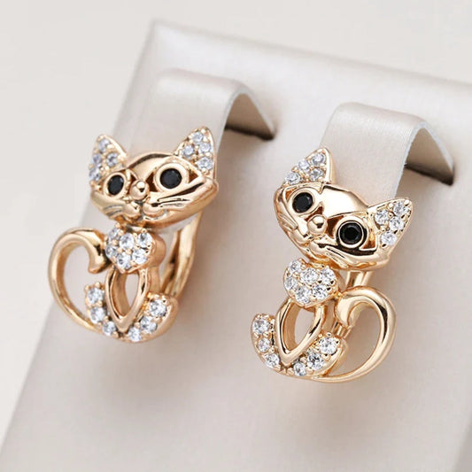 Elegantes pendientes con circonitas Kitty 