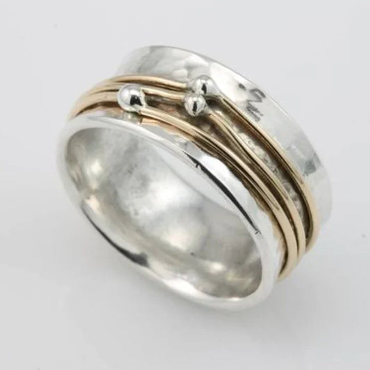 Anillo vintage de plata con capas de oro