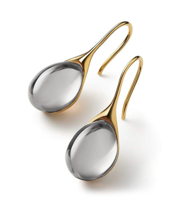 Pendientes colgantes de cristal en oro y plata