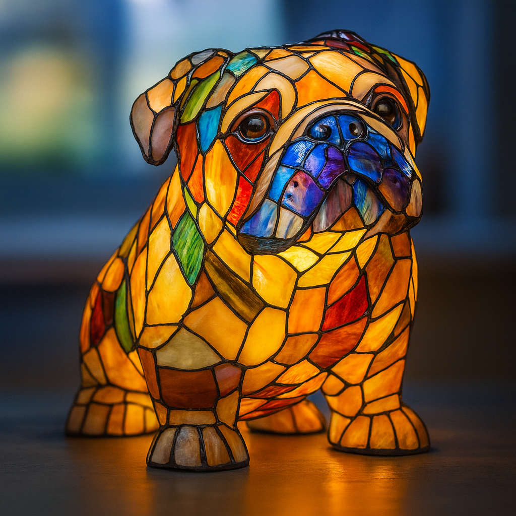 Sombra | Lámpara mágica de cristal coloreado con forma de perro