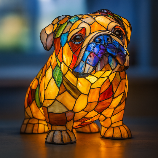 Sombra | Lámpara mágica de cristal coloreado con forma de perro