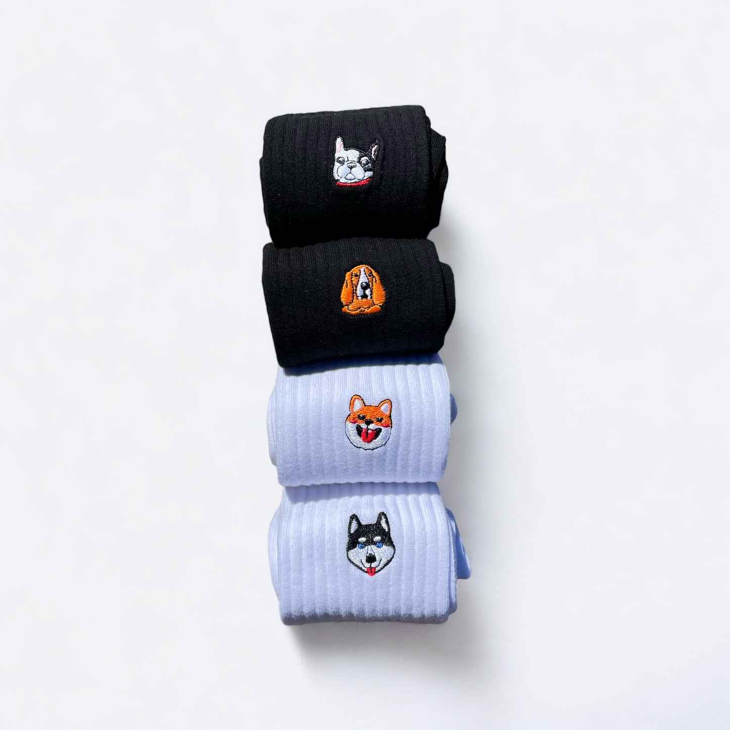 Dogs Crew - Paquete de 4, blanco y negro