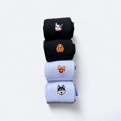 Dogs Crew - Paquete de 4, blanco y negro