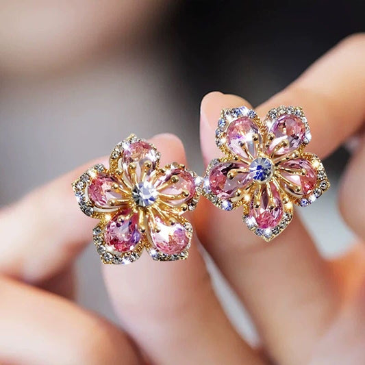 Pendientes de circonitas multicolor en plata de ley