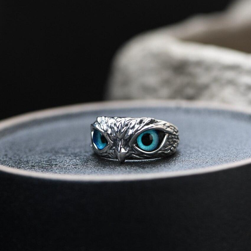 Anillo ajustable Búho de la Buena Suerte en Plata y Ópalo
