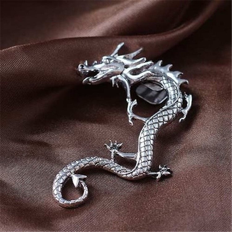 Charm - Pendientes de dragón de plata 